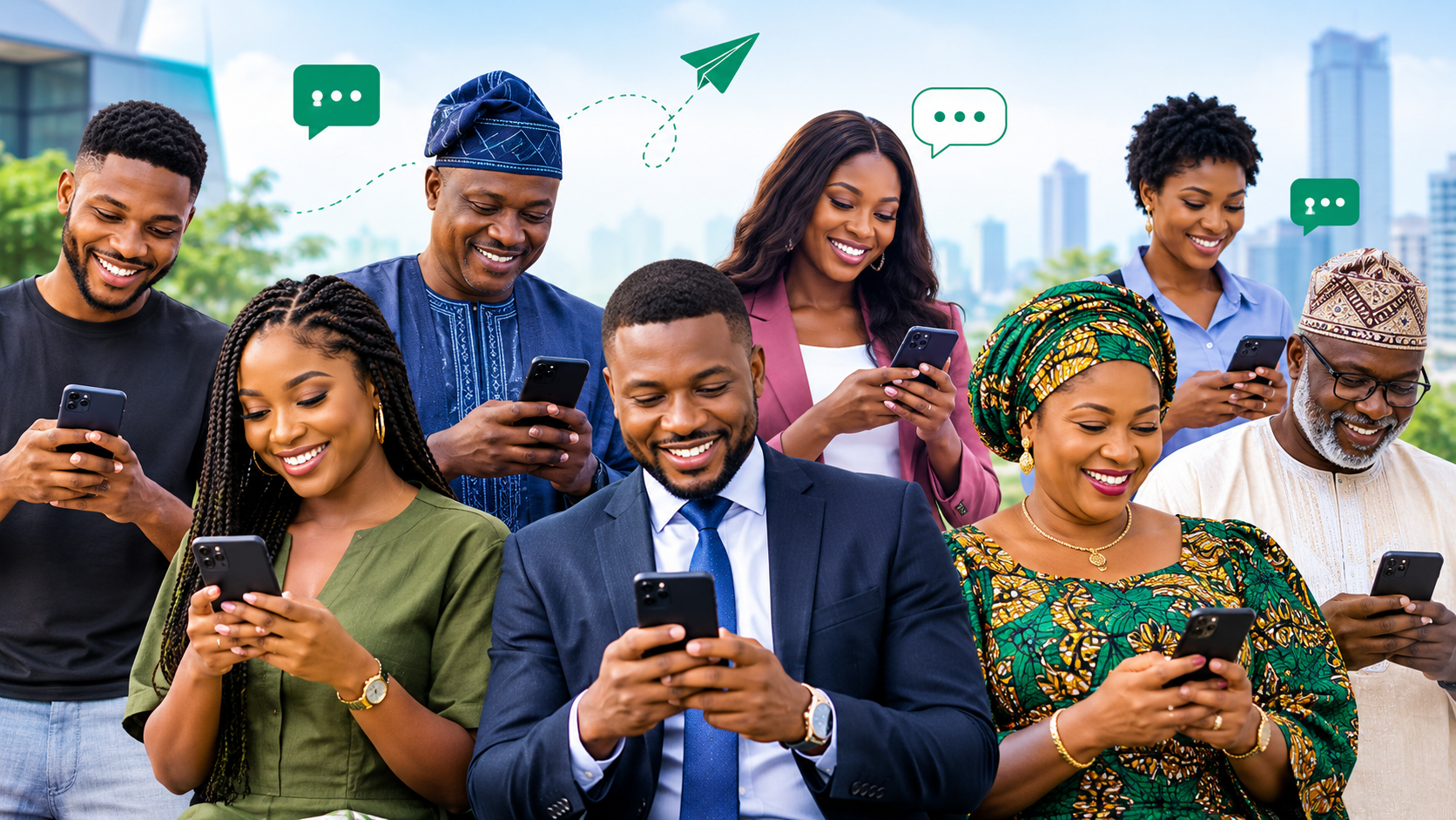 People using SMS on their phones